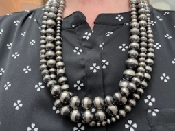 Day 5 Deal - 26" long, 3 Strand Navajo Pearl Sterling Silver Necklace
